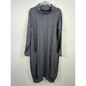 Matthildur Pima Cotton Blend Dress XL Geometric Print Lagenlook Bubble Hem